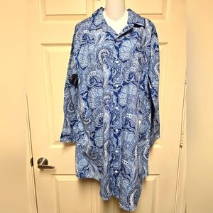 Lauren Ralph Lauren Black Label Dress Blue Paisley Button Shirt Dress NWT SzLg